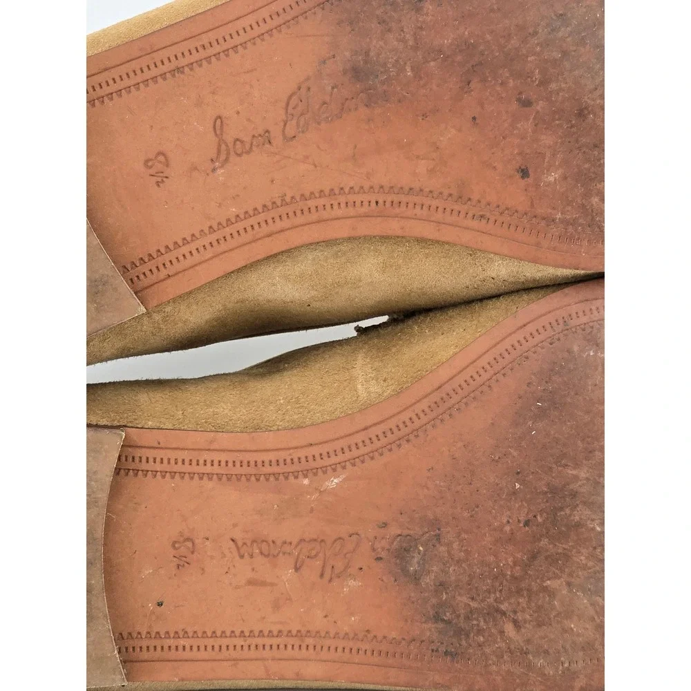 Sam Edelman Loraine Loafers Womens 8.5M Tan Suede Bit Detail -Good